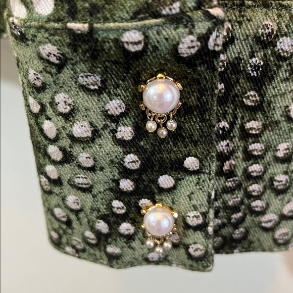 St. John Sport by Marie Gray Green Studded Jean Jacket - Picture 10 of 16